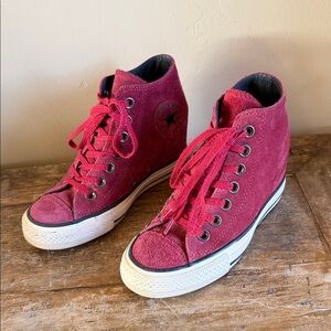 Converse Maroon Suede Chuck Taylor All Star Hidden Wedge Sneakers Size 5